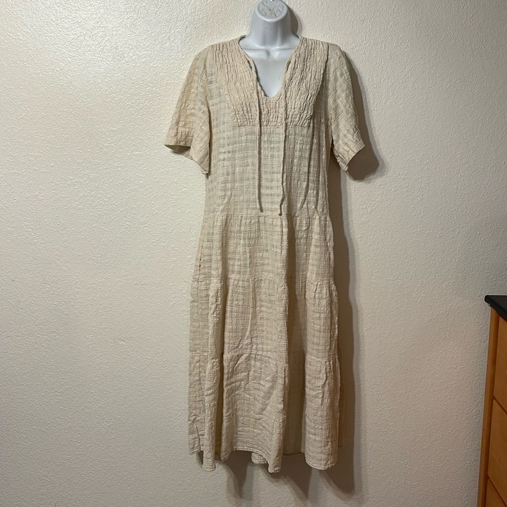 Women's Cream Midi Dress 100% Cotton